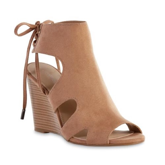 Covington Shoes - Covington Tan Suede Sandel Wedges Adjustable Strap